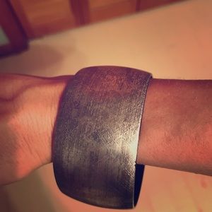 Large silver wide bangle